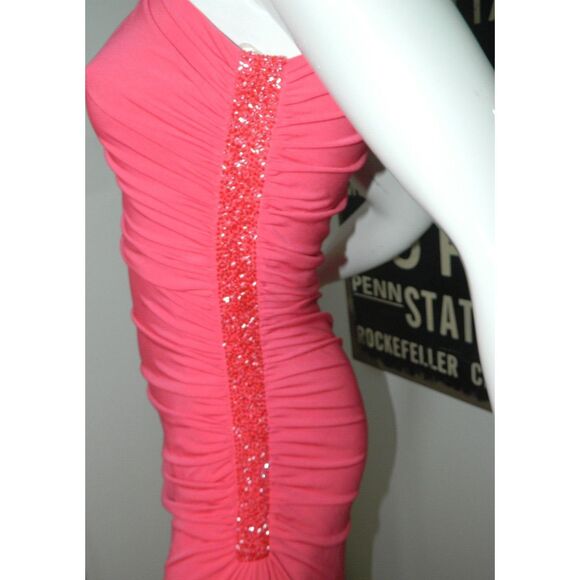 Cache Dress Size 4 Pink Side Beaded Rouched Vintage 90s Y2K Womens - Picture 7 of 13